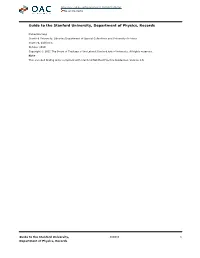 Stanford University, Department of Physics, Records