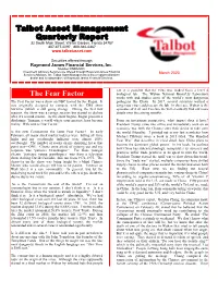 Talbot Asset Management Quarterly Report the Fear Factor