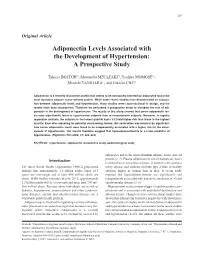 Adiponectin Levels Associated with the Development of Hypertension: a Prospective Study
