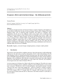 Frequency Effects and Structural Change – the Afrikaans Preterite