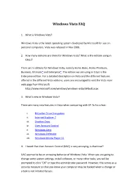 Windows Vista FAQ