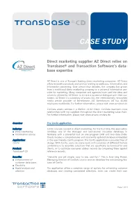 Case Study Transbase CD Customer AZ Direct Adress Data