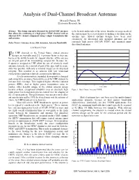 Analysis of Dual-Channel Broadcast Antennas