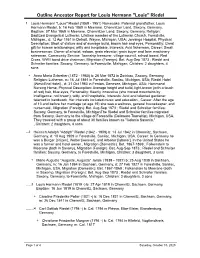 Outline Ancestor Report for Anna Louise