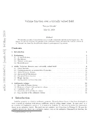 Volume Function Over a Trivially Valued Field
