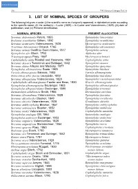 3. List of Nominal Species of Groupers