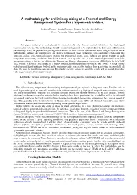 A Methodology for Preliminary Sizing of a Thermal and Energy Management System for a Hypersonic Vehicle
