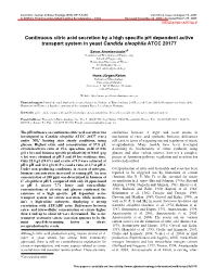 Continuous Citric Acid Secretion by a High Specific Ph Dependent Active Transport System in Yeast Candida Oleophila ATCC 20177
