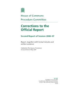 Corrections to the Official Report
