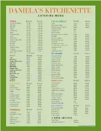 Daniela's Catering Menu UPDATED on 06/04/21
