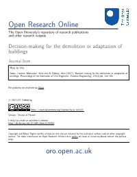 Decision-Making for the Demolition Or Adaptation of Buildings