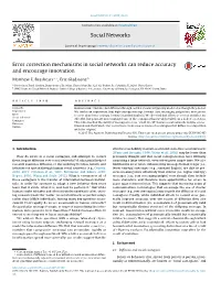 Error Correction Mechanisms in Social Networks Can Reduce Accuracy and Encourage Innovation