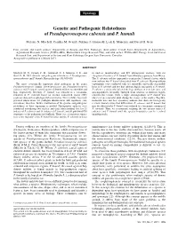 Genetic and Pathogenic Relatedness of Pseudoperonospora Cubensis and P. Humuli