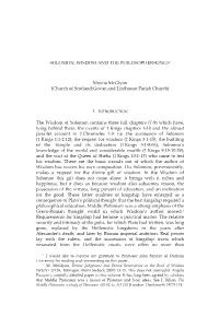Solomon, Wisdom and the Philosopher-Kings