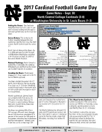 2017 Cardinal Football Game Day Game Notes – Sept