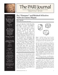 Baj “Hammer” and Related Affective Verbs in Classic Mayan