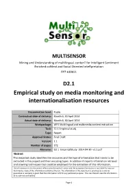 Empirical Study on Media Monitoring and Internationalisation Resources