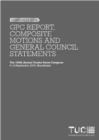 Gpc Report, Composite Motions and General Council Statements
