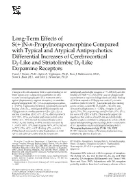N-Propylnorapomorphine Compared with Typical and Atypical Antipsychotics