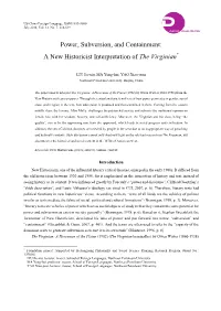 Power, Subversion, and Containment: a New Historicist Interpretation of the Virginian*