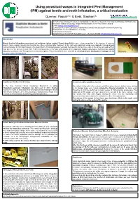 Using Parasitoid Wasps in Integrated Pest Management (IPM) Against Beetle and Moth Infestation, a Critical Evaluation Querner, Pascal(1,2) & Biebl, Stephan(3)