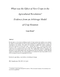 What Was the Effect of New Crops in the Agricultural Revolution? Evidence from an Arbitrage Model of Crop Rotation