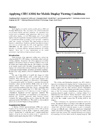 Applying CIECAM02 for Mobile Display Viewing Conditions
