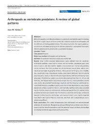 Arthropods As Vertebrate Predators: a Review of Global Patterns