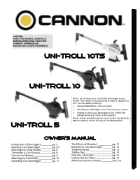 Cannon Uni Troll Manual Downrigger Owners Manual