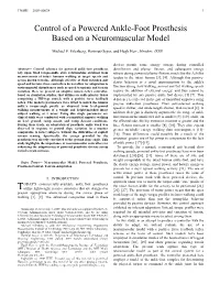 Control of a Powered Ankle-Foot Prosthesis Based on a Neuromuscular Model