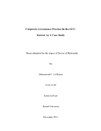 Corporate Governance Practice in the GCC: Kuwait As a Case Study