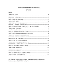Bylaws* Index Article I—Name
