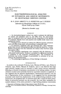 Electrophysiological Analysis of Potassium and Sodium Movements in Crustacean Nervous System