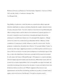 Reflections of Science and Medicine in Two Frankenstein Adaptations: Frankenstein (Whale