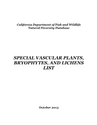 Special Plants List
