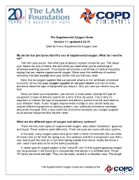 The Supplemental Oxygen Guide Version 1.1 Updated 6-26-15 Q&A