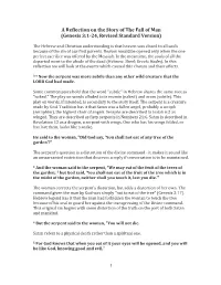 A Reflection on the Story of the Fall of Man (Genesis 3:1-24, Revised Standard Version)