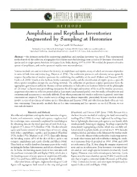 Amphibian and Reptilian Inventories Augmented by Sampling at Heronries