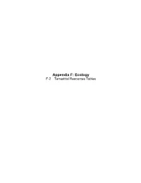 Appendix F: Ecology F-2 Terrestrial Resources Tables Appendix F, Attachment 2