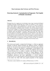 Detecting Syntactic Contamination in Emigrants: the English of Finnish Australians 1