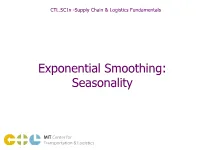 Exponential Smoothing: Seasonality