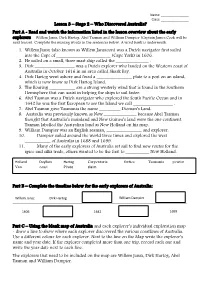 Lesson 3 – Stage 2 – Who Discovered Australia?