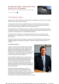 No Place Left to Hide – Swiss Banks Under Scrutiny from US Regulators Author: Alexander Troller, Simone Nadelhofer and Nicolas Ollivier