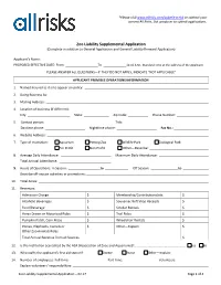 Zoo Liability Supplemental Application (Complete in Addition to General Application and General Liability Renewal Application)