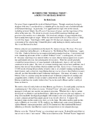 BLURRING the “FEDERAL VISION”: a REPLY to MICHAEL HORTON by Rich Lusk for Years I Have Respected the Work of Michael Horton