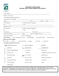 Cincinnati Park Board Special Use and Event Permit Application
