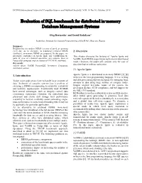 Evaluation of SQL Benchmark for Distributed In-Memory Database Management Systems