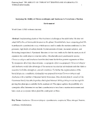 Running Head: the ABILITY of CHROOCOCCIDIOPSIS and ANABAENA to TERRAFORM MARS 1