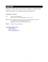 Economic Impact to Barge Operators and Shippers of Closing the GIWW