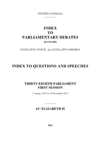 Index to Questions and Speeches 2012 New.Pdf
